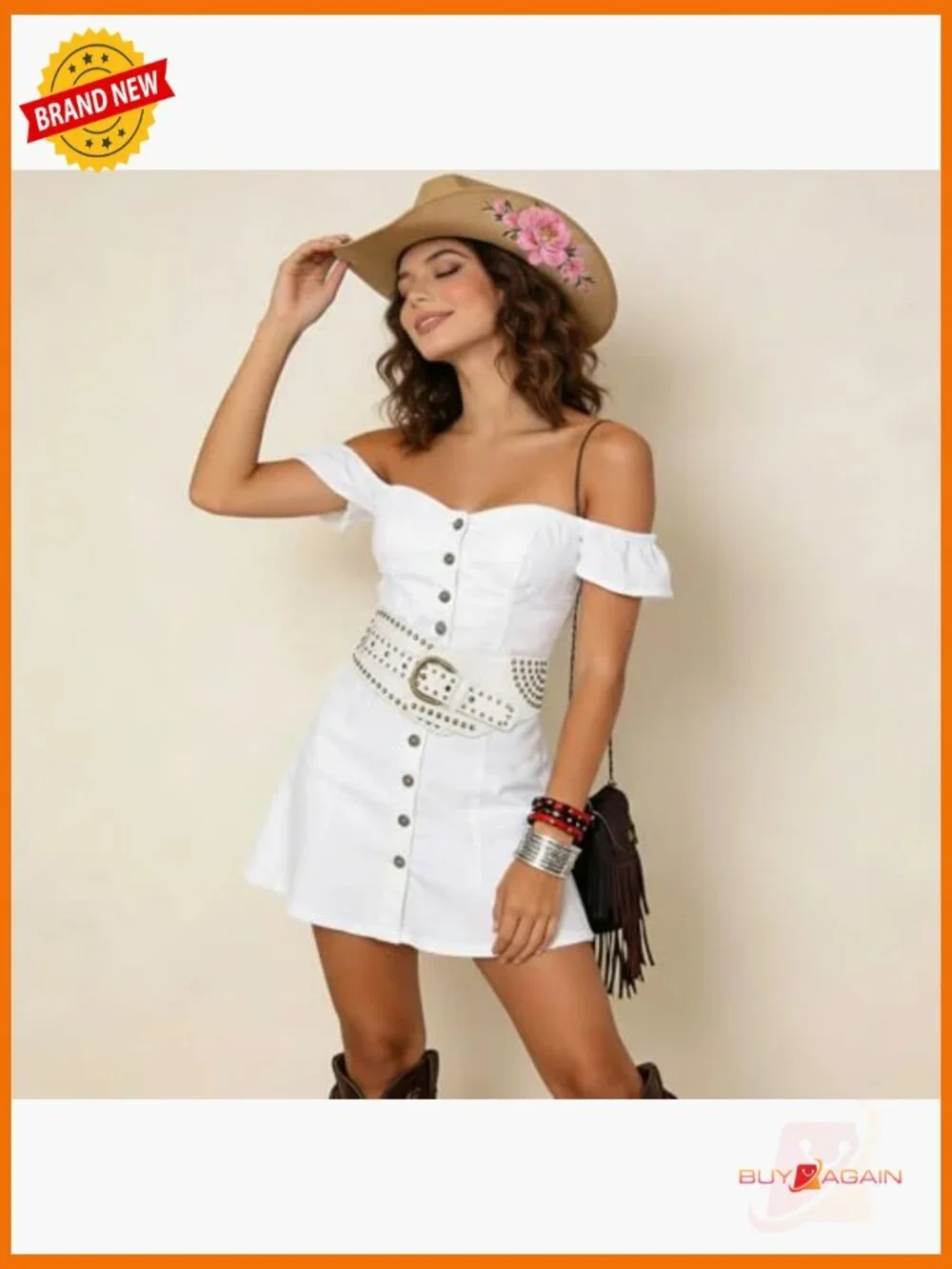 Vintage Wide Elastic Belt with Metal Studs and Buckle